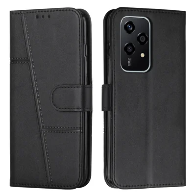 For Honor 200 Lite Case Leather Stand Protective Phone Cover - Black