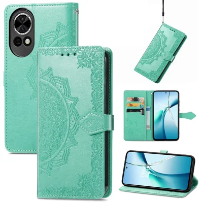 For Huawei nova 13 5G Wallet Case Mandala Flower Leather Phone Cover Stand - Green