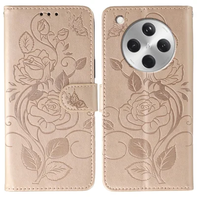 For Oppo Find X8 5G Case Wallet Stand Imprinted Rose Butterfly PU Leather Phone Cover - Rose Gold