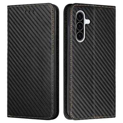 For Samsung Galaxy A36 5G Case Leather Flip Phone Cover Stand Strong Magnetic Closure - Black