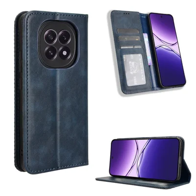 For Oppo F29 5G Retro PU Leather Case Phone Wallet Stand Cover - Blue