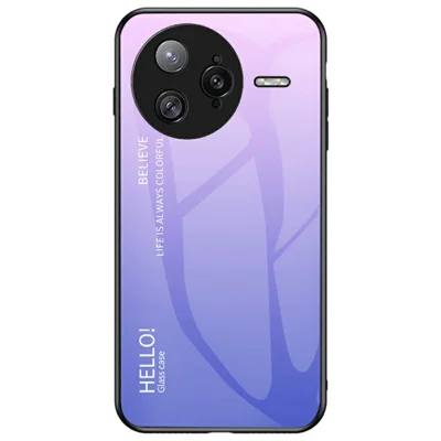 For Xiaomi Poco F7 Ultra 5G / Redmi K80 Pro 5G Case Anti-Scratch Tempered Glass + PC+TPU Phone Cover - Gradient Pink Purple