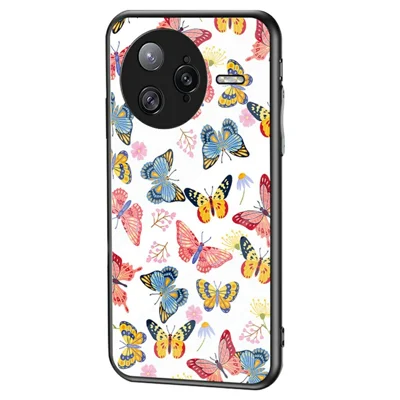 For Xiaomi Poco F7 Ultra 5G / Redmi K80 Pro 5G Case Butterfly Pattern TPU + Tempered Glass Protective Phone Cover - Colorful Butterfly