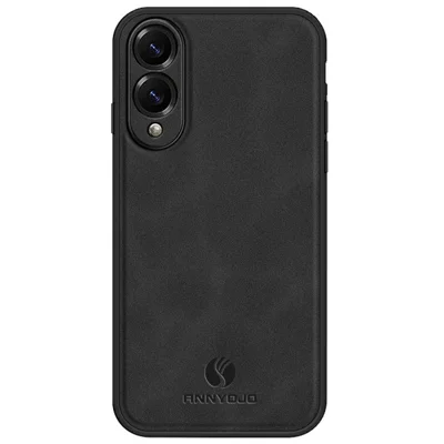 ANNYOJO For Samsung Galaxy S25 Edge Case PU Leather + PC + TPU Anti Drop Phone Back Cover - Black