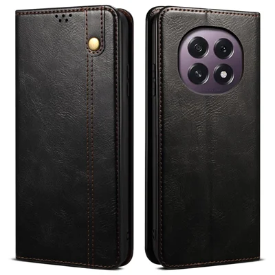 For Oppo A5 5G  /  F29 5G Case Crazy Horse Texture Waxy Leather Wallet Stand Phone Cover - Black