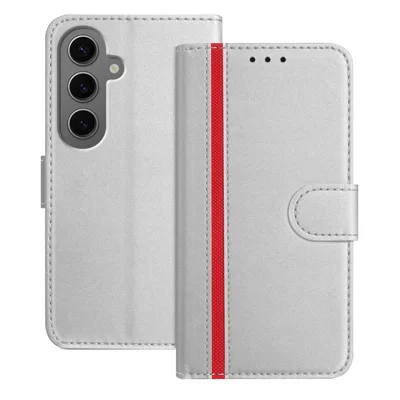 For Samsung Galaxy S24+ Phone Cases Wallet Stand Color Splicing Leather Cover with Magnetic Clasp - Silver
