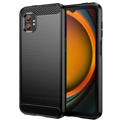 For Samsung Galaxy XCover7 Pro Case Protective Phone Cover Carbon Fiber Texture Brushed - Black