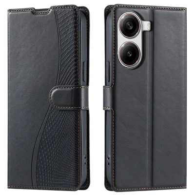 For Xiaomi Redmi Turbo 4 5G / Poco X7 Pro 5G Case Dots Imprinted PU Leather Flip Phone Cover with Card Slot, Strap - Black
