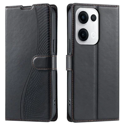 For Oppo Reno13 5G (Global) Case Dots Imprinted PU Leather Flip Phone Cover with Card Slot, Strap - Black