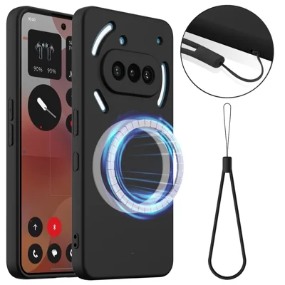For Nothing Phone (3a) Case Magnetic Case Anti-Drop Liquid Silicone Phone Cover - Black