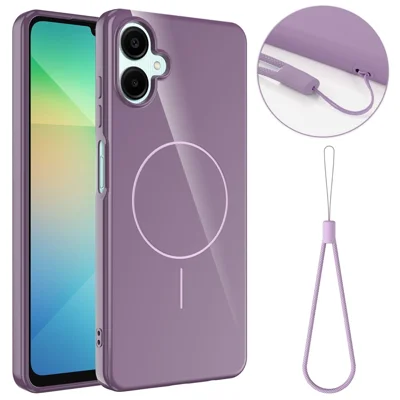 For Samsung Galaxy F06 5G / Galaxy M06 5G / Galaxy A06 5G Magnetic Case TPU Phone Back Cover with Lanyard - Purple