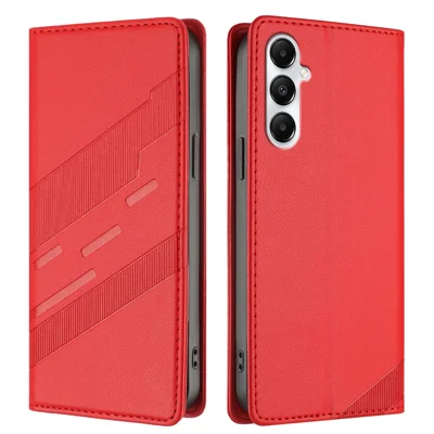 For Samsung Galaxy A05s 4G Phone Cases Punk Style Imprinted Wallet Stand Leather Cover - Red