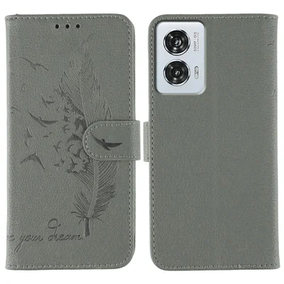 SEAHAI Portafoglio Cover Per Motorola Edge 50 Fusion, Custodia In Pelle Con Rilievo Di Foglie E Gatto, Verde, Antiurto Con Cinturino - 3