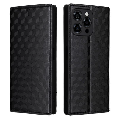 For Doogee Note 58 Pro / Note 58 Case Wallet Rhombus Imprinted Leather Phone Cover - Black