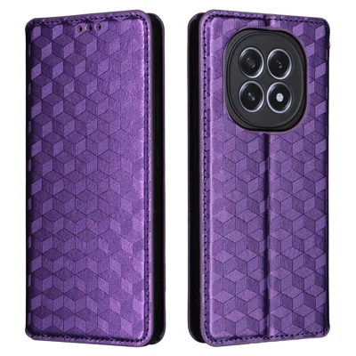 For Oppo F29 5G Case Wallet Rhombus Imprinted Leather Phone Cover - Purple
