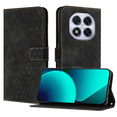 For Xiaomi Redmi Note 14 Pro 5G Leather Case 7-Shaped Pattern Wallet Stand Shockproof Phone Cover - Black