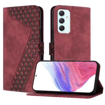 For Samsung Galaxy A35 5G Leather Case 7-Shaped Pattern Wallet Stand Shockproof Phone Cover - Brown
