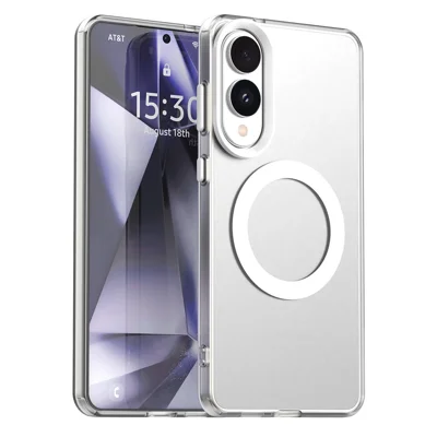 For Samsung Galaxy S25 Edge Case Magnetic Case Skin Touch Matte Anti Drop TPU + PC Phone Back Cover - White