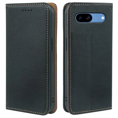 For Google Pixel 8a Case Wallet RFID Blocking Leather Phone Cover Strong Magnetic Closure - Black