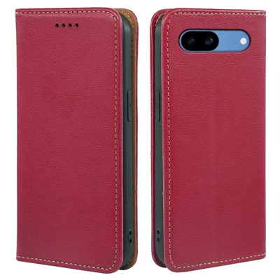 For Google Pixel 8a Case Wallet RFID Blocking Leather Phone Cover Strong Magnetic Closure - Red