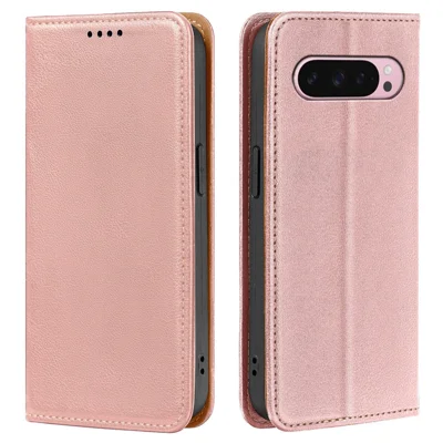Phone Case For Google Pixel 9 Pro / Pixel 9 Wallet RFID Blocking Litchi Texture Leather Cover Strong Magnetic Closure - Rose Gold