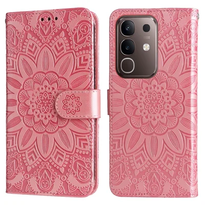 For vivo Y29 4G Case Sunflower Imprint Leather Wallet Phone Cover - Pink