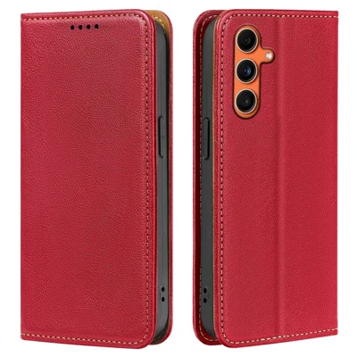 For Samsung Galaxy A06s Case Wallet RFID Blocking Leather Phone Cover Strong Magnetic Closure - Red