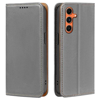 For Samsung Galaxy A15 4G / 5G Case Wallet RFID Blocking Leather Phone Cover Strong Magnetic Closure - Grey