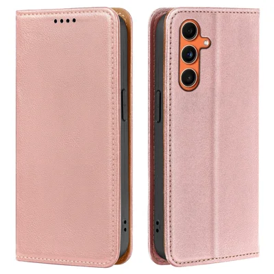 For Samsung Galaxy A25 5G (Global) (161.0mm) Case Wallet RFID Blocking Leather Phone Cover Strong Magnetic Closure - Rose Gold