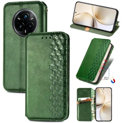 Voor Realme 14 Pro 5G hoesje Ruitmotief PU leer portemonnee telefoonhoes - Groen