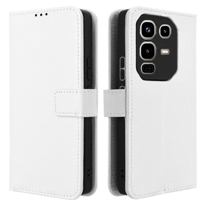 For Infinix Note 50 Pro 4G  /  Note 50 4G Case PU Leather Diamond Texture Wallet Phone Cover - White