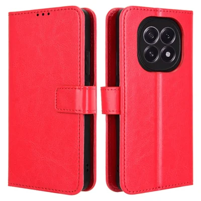 For Oppo F29 5G Case Crazy Horse Texture PU Leather Phone Wallet Cover - Red