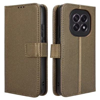 For Oppo F29 5G Case PU Leather Diamond Texture Wallet Phone Cover - Brown
