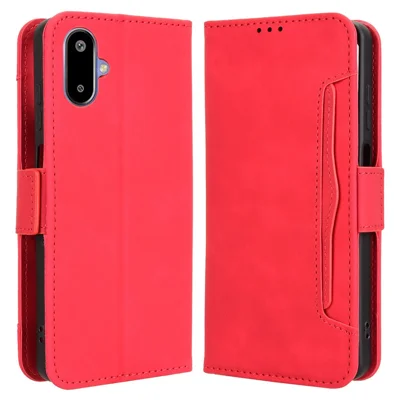 For Samsung Galaxy F06 5G  /  M06 5G Leather Case Phone Wallet Cover with Multiple Card Slots - Red