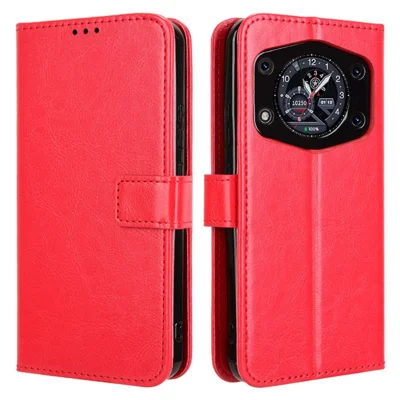 For Cubot A30 Case Crazy Horse Texture PU Leather Phone Wallet Cover - Red