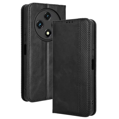 Leather Case For Umidigi G100  /  G100 5G  /  G100A Wallet Stand Retro Texture Phone Cover - Black
