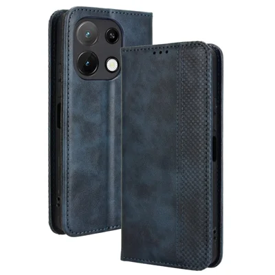 Leather Case For Umidigi Note 100  /  Note 100 5G  /  Note 100A Wallet Stand Retro Texture Phone Cover - Blue