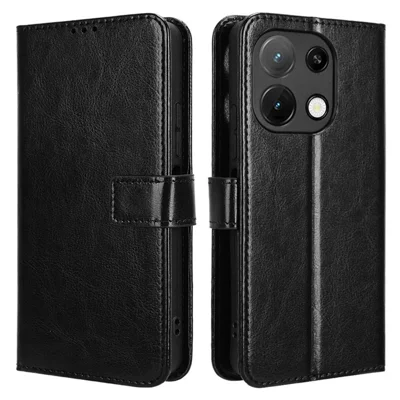 PU Leather Case For Umidigi Note 100  /  Note 100 5G  /  Note 100A Crazy Horse Texture Phone Wallet Cover - Black