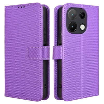 PU Leather Case For Umidigi Note 100  /  Note 100 5G  /  Note 100A Diamond Texture Wallet Phone Cover - Purple