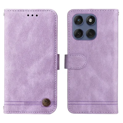 For Motorola Edge 60 5G / 60 Fusion 5G / 60 Pro 5G / Edge (2025) 5G Leather Wallet Cases Skin Touch Phone Cover Stand with Strap - Purple