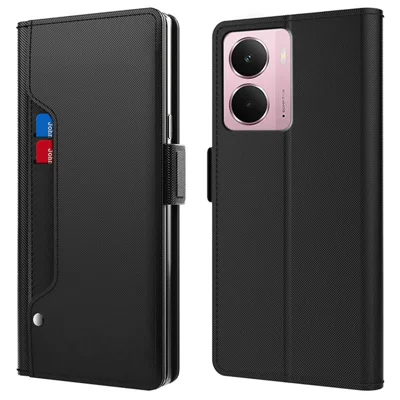 Phone Case For Realme P3 5G / 14 5G / Neo7x 5G Stand PU Leather Cover Card Holder Mirror - Black