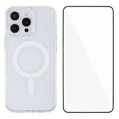 WANLONFENG LM Series For iPhone 16 Pro Max Clear Phone Case Compatible with MagSafe with Screen Film (Big Lens Hole)