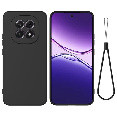 Voor Oppo F29 5G Vloeibaar Siliconen Hoesje Telefoon Achterkant met Handgreep - Zwart