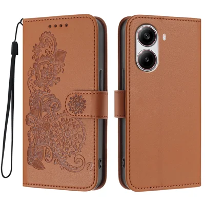 Telefoonhoesjes voor Xiaomi Redmi Turbo 4 5G / Xiaomi Poco X7 Pro 5G Mandala Bloem PU Leren Portemonnee Hoes met Bandje - Koffie