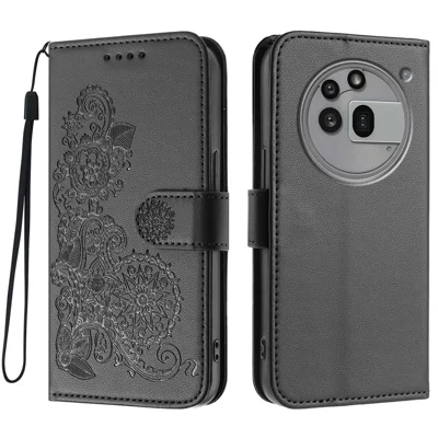 For Nothing Phone (3a) Pro Phone Cases Mandala Flower Leather Wallet Mobile Cover with Strap - Black