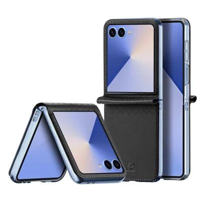 DUX DUCIS For Samsung Galaxy Z Flip7 5G Case  Bril Series Leather+PC Phone Cover - Black