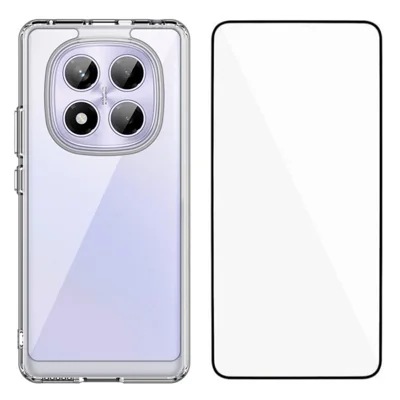 WANLONFENG MF Series for Xiaomi Redmi Note 14 Pro 4G Case TPU Acrylic Clear Phone Cover with Tempered Glass Film