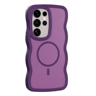 For Samsung Galaxy S25 Ultra Magnetic Case TPU + PC Phone Back Cover Skin Touch Wave Shape - Purple