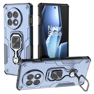 For OnePlus 13R 5G Case Rotatable Ring Kickstand PC + TPU Shockproof Phone Cover - Navy Blue