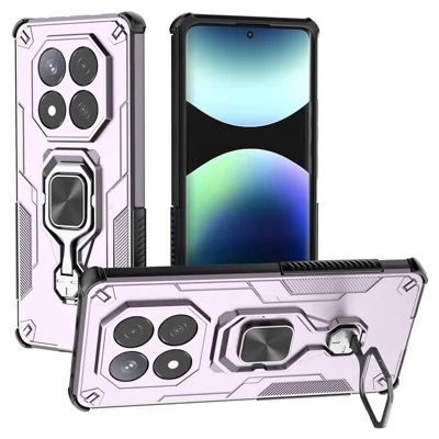 For Xiaomi Redmi Note 14 Pro 5G / Poco X7 5G Case Rotatable Ring Kickstand PC + TPU Shockproof Phone Cover - Purple